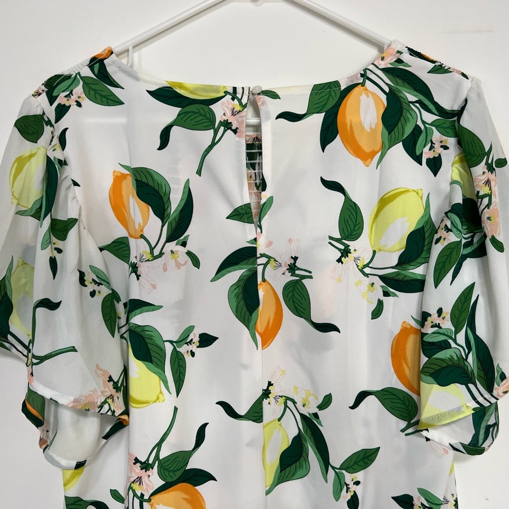 Brand: Ann Taylor, dress shirt, lemon pattern